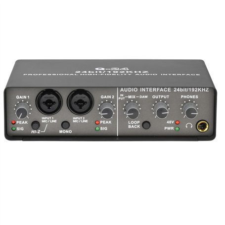 Sunmeit Interface audio professionnelle 24 bits et 192 kHz Carte son à 2 entrées pour guitare électrique Loopback Enregistrement