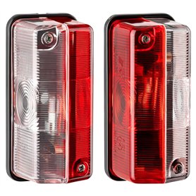 AUTOLIGHT 24 - Lot de 2 feux de position latéraux et d’encombrement rouge/blanc - Feu de marquage latéral avec ampoules pour cam