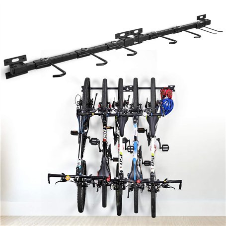 Râtelier de vélo pliable pour montage mural - Support de vélo pour 5 vélos - Système de support réglable pour la maison et le ga