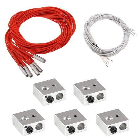 EMSea Bloc de chauffage en aluminium pour imprimante 3D 12 V 40 W Cartouche céramique Chauffage 6 x 20 mm Tête unique avec câble