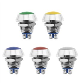 EMSea 5pcs Interrupteurs à Bouton-Poussoir Momentané 12mm 5A 12V DC Étanche en Laiton Rond Interrupteur Marche/Arrêt pour Dispos