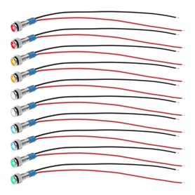 EMSea Lot de 10 voyants lumineux LED en métal 6 mm 12-24 V étanches avec fil pour voitures