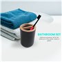 Tiamu Ensemble d'accessoires de Salle de Bain en Bambou, Bouteilles de Lotion, Porte-Brosse à Dents, Tasse à Dents, Porte-Savon,