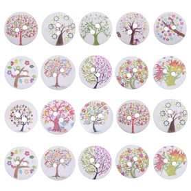 VGOL 200pcs Boutons en Bois Avec Motif d'Arbre Mélangé - Décoratifs Multicolores - Accessoires de Bricolage pour Couture