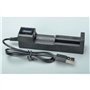 Lrtzizy Chargeur de Batterie Rechargeable Universel à Chargement USB 1 Slot Chargeur de Batterie au Lithium pour 18650 26650 145
