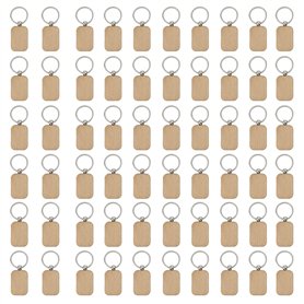 Niejgay 60 PièCes SéRies Vierge Arrondi Porte-CléS en Bois Bricolage Porte-CléS en Bois Porte-CléS Peut êTre Gravé de Bricolage