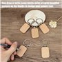 Niejgay 60 PièCes SéRies Vierge Arrondi Porte-CléS en Bois Bricolage Porte-CléS en Bois Porte-CléS Peut êTre Gravé de Bricolage