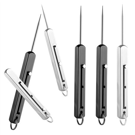 Geieold 6 PièCes de Cure-Dents Portables en Titane Porte-Cure-Dents en MéTal pour Cure-Dents en Plein Air pour Pique-Nique et Ca