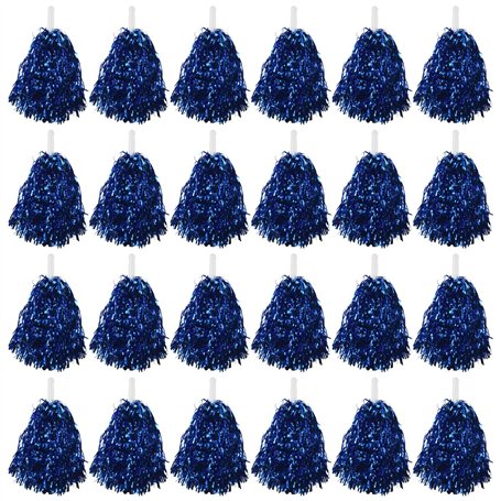 ivamulie Lot de 24 pompons de pom-pom girl - En métal brillant - Avec poignée en plastique robuste - Jolis pompons de pom-pom gi