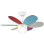 78673 Ventilateur de plafond d'intérieur à six pales et une lampe Turbo II de 76 cm, finition en blanc avec verre opale dépoli