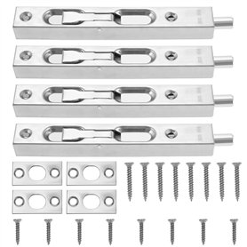 ECSiNG Lot de 4 verrous de porte encastrés en acier inoxydable poli avec vis pour portes en bois et portes en acier inoxydable