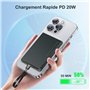 YISH Batterie Externe Mag-Safe Powerbank: 5000mAh Power Bank 9MM Slim Portable Chargeur sans Fil Batterie Induction avec Rapide 