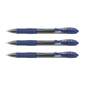 PILOT Lot de 3 Stylos Roller encre Gel G2 10 Pointe Large 1 mm Bleu