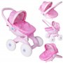 HTI Dream Creations Poussette 4 en 1 My First Landau 4 Modes Interchangeables Poussette de poupée, nacelle, siège de Voyage | Po
