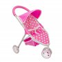 Dolly Tots Poussette de poupée rose à pois | Jouet de poussette de poupée | Poussette pliable avec capote réglable