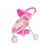 Dolly Tots Poussette de poupée rose à pois | Jouet de poussette de poupée | Poussette pliable avec capote réglable, roues pivota