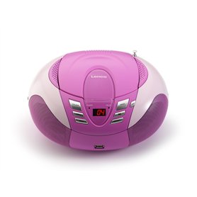 Lenco SCD-37 Radio AM/FM Portable avec Lecteur CD/mp3/wma Port USB Rose