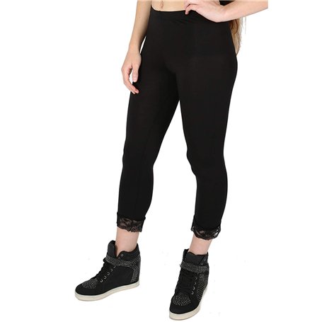 Oops Outlet Femmes 3/4 Longueur Détail Dentelle Bords Court Élastique Bas De Jogging Jogging Gym Exercice Leggings Jeggings - No