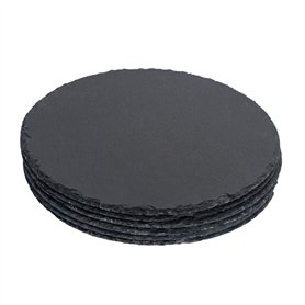 Argon Arts de la Table Ronde Pizza Ardoise Naturelle/Alimentation/Boissons Plateau de Service - 330mm - Lot de 6