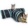 igadgitz home U6979 - Tunnel Chat Tunnel Pliable, Jouet Chat Interactif Tunnel Lapin à 3 Canaux, avec Boule pendante - intérieur