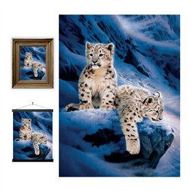 3D LiveLife Affiche murales lenticulaires Bébés Panthère des Neige de Deluxebase. Poster panthère 3D sans cadre. Décoration mura