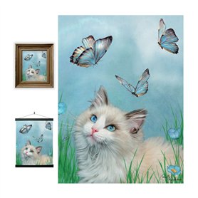 3D LiveLife Affiche murales lenticulaires Ragdoll et Papillons de Deluxebase. Poster Chat 3D sans cadre. Décoration murale parfa