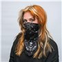 TRIXES Foulard de Tête Bandana Noir Double Face avec Crânes et Bordures à Damiers