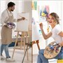 Kurtzy Set Pinceau Peinture et Palette en Bois (12 Pinceaux) Palette de Peintre Ovale - Peinture Acrylique, Huile et Aquarelle -
