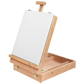 Kurtzy Chevalet Bois Portable pour Peinture et Dessin avec Boîte de Rangement - pour des Toiles Jusqu’à 30 cm - Chevalet de Tabl