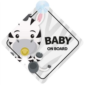 Panneau de voiture bébé zèbre à bord (bébé à bord) garçon ou fille thème animal non personnalisé