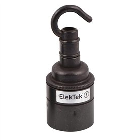 Douille patère ElekTek ES Edison à vis E27 et jupe lisse avec crochet accessoire Idéale pour les ampoules à filament vintage Bro