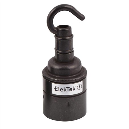 Douille patère ElekTek ES Edison à vis E27 et jupe lisse avec crochet accessoire Idéale pour les ampoules à filament vintage Bro