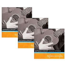 World Rhythm WR-308-3PACK Soprano Ukulélé Jeu de cordes - Cordes en nylon pour ukulélé - Lot de 3