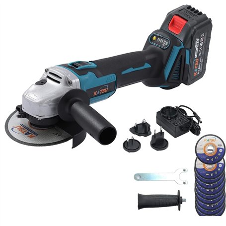 Meuleuse d'Angle Sans Fil Brushless 21V/18V KATSU FIT-BAT avec 4.0Ah Batterie et Chargeur