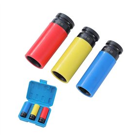 TOPWAY 1/2" Jeu de Douilles à Chocs pour Jantes Aluminium 17mm 19mm 21mm 3 Pièces