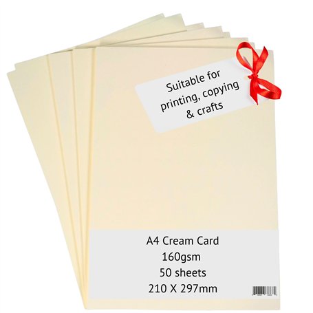 Lot de 40 feuilles de papier cartonné A4 couleur crème 160 g/m² pour loisirs créatifs