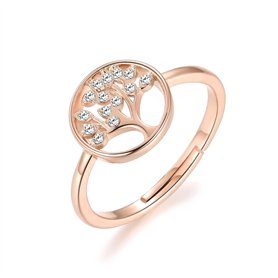 Philip Jones Bague Arbre de Vie en Or Rose créée avec des Cristaux autrichiens