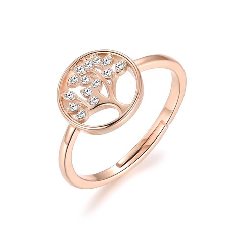 Philip Jones Bague Arbre de Vie en Or Rose créée avec des Cristaux autrichiens