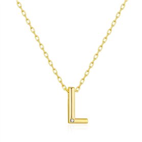 Philip Jones Collier plaqué or avec initiale lettre L créé avec des cristaux de zircon