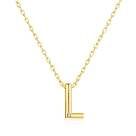 Philip Jones Collier plaqué or avec initiale lettre L créé avec des cristaux de zircon