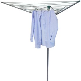 myAIMS Étendoir à linge rotatif 3 bras 3 bras en acier avec revêtement en poudre pliable pour le linge extérieur Système de para