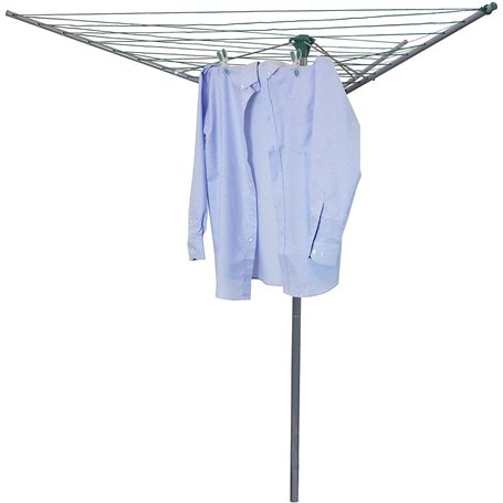 myAIMS Étendoir à linge rotatif 3 bras 3 bras en acier avec revêtement en poudre pliable pour le linge extérieur Système de para