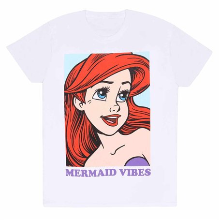 Disney T Shirt à Manches Courtes The Little Mermaid Mermaid Vibes Blanc Unisexe