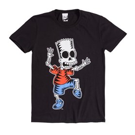 The Simpsons T Shirt à Manches Courtes Skeleton Bart Noir Unisexe