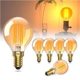 Lamptobe 4W ampoule led e14 blanc chaud 2200K verre ambré 40w égal à Vintage ampoule petit culot à vis G45 à led ampoule filamen