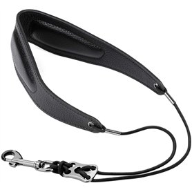 Sangle de cou en cuir véritable pour saxophone soprano ténor alto et clarinettes (noir)