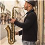 Sangle de cou en cuir véritable pour saxophone soprano ténor alto et clarinettes (noir)