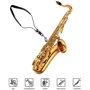 Sangle de cou en cuir véritable pour saxophone soprano ténor alto et clarinettes (noir)