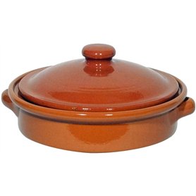 Amazing Cookware Plat Rond en Terre Cuite Naturelle avec Couvercle 20 cm