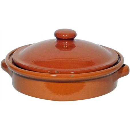 Amazing Cookware Plat Rond en Terre Cuite Naturelle avec Couvercle 20 cm